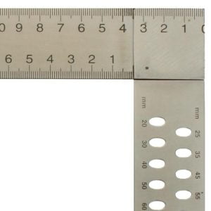 Echer dulgherie ZP 600 mm, cu perforații, scală în mm A, sudat în puncte, inox