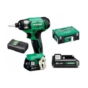 Masina de insurubat cu impact profesionala HIKOKI, cu 2 acumulatori Li-Ion de 12V 2.5Ah, prinderea hexagon 1/4 inch