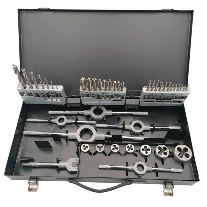 SET TAROZI DIN 345 HSS - FILIERE HSS M3-M12 SI BURGHIE DIN 338 HSS RECTIFICAT - 44 PIESE