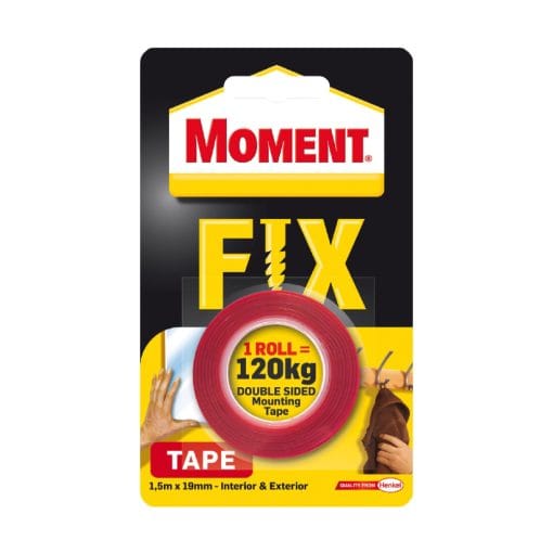 BANDA DUBLA ADEZIVA PENTRU MONTAJ MOMENT FIX 120KG, 1.5m X 19mm