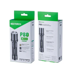 Lanterna reincarcabila P80-v2 Nextorch, 1600 lm, 140m, cu comutator rapid stroboscop, Nextorch